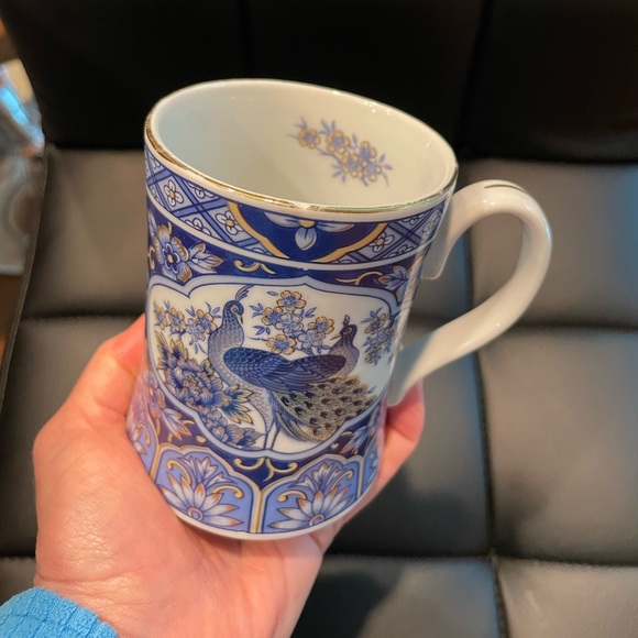 2 Imperial Peacock blue peacock mugs w/gold trim @1983 Arnart Collector Vintage - Picture 12 of 12